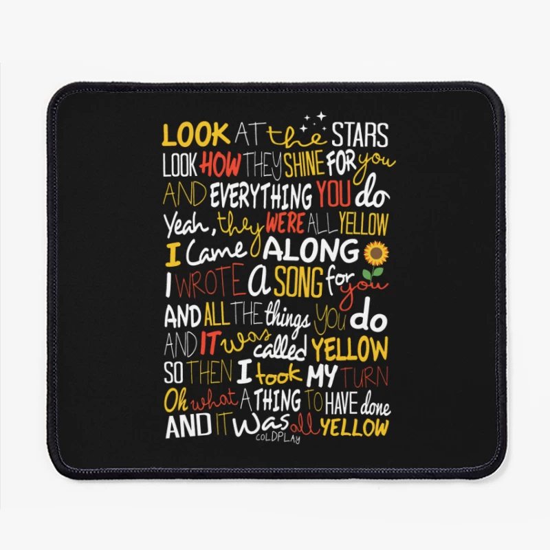 Colplay Lyrics Art Mouse Pad