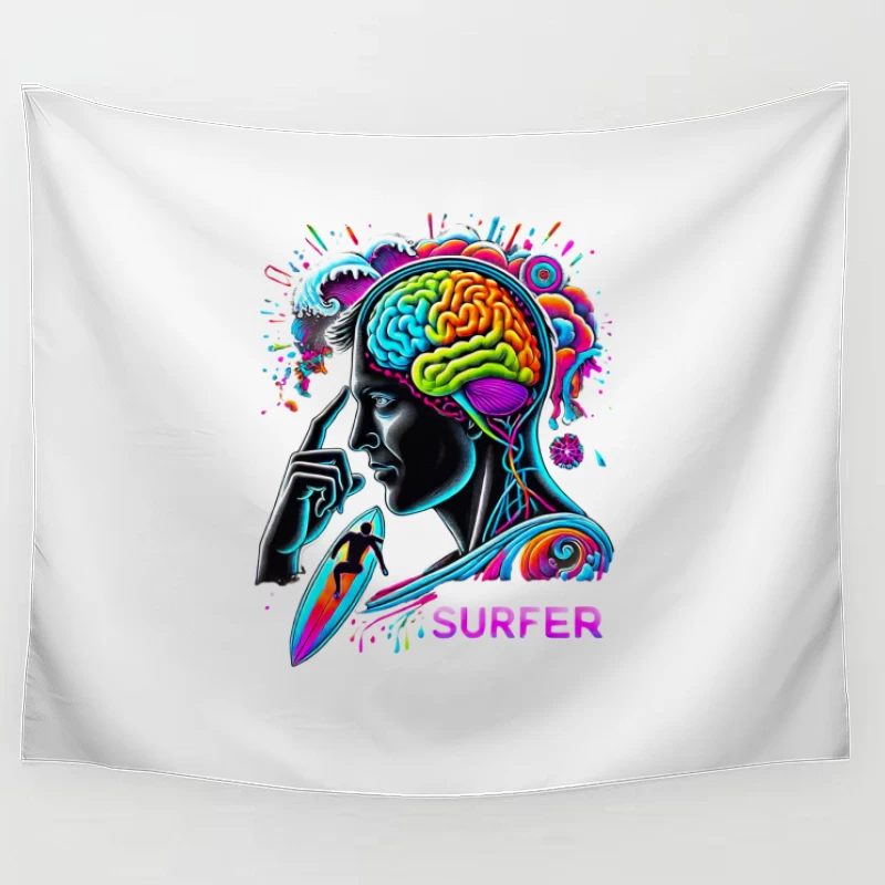 Psychedelic Surfer Brain Wave Art Tapestry