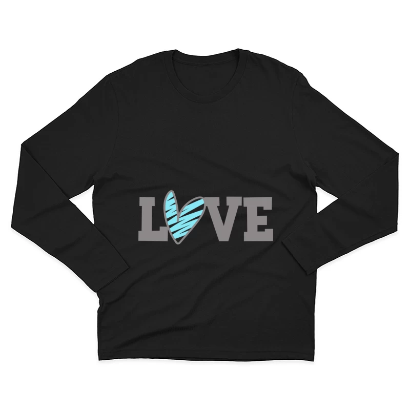 Design moderne avec cœur bleu et texte Homme Manches Longues T-Shirt
