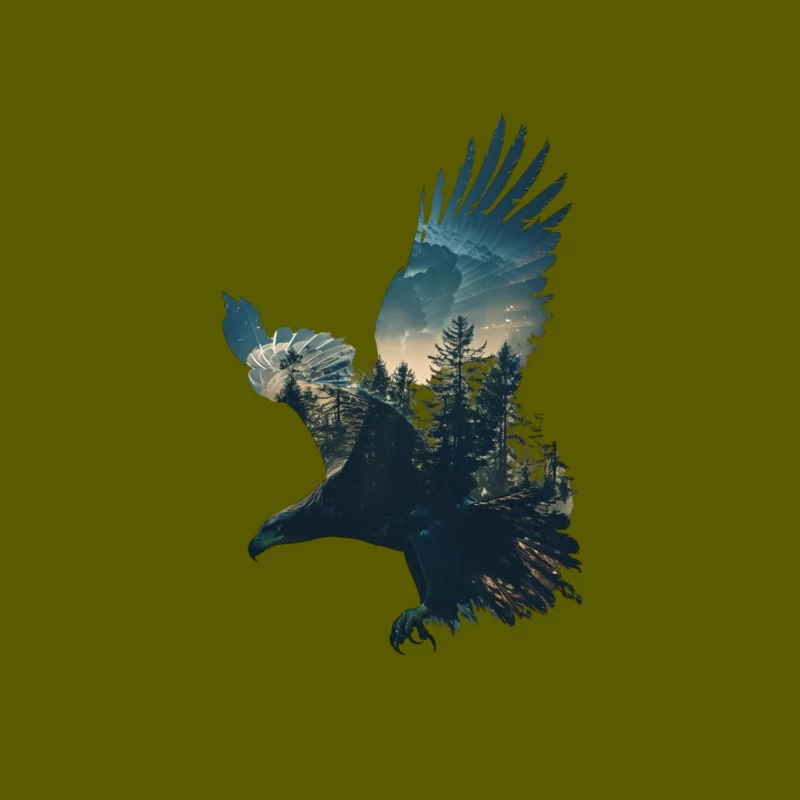 Majestic Eagle with Forest Silhouette Mouse Pad