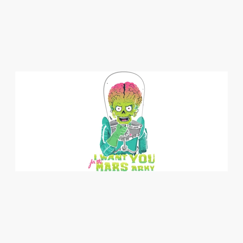 Quirky Martian Recruitment Poster with Brain-Exposed Alien Coffee Mug