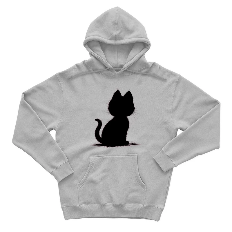 Elegant Black Cat Silhouette Male Pullover Hoodie