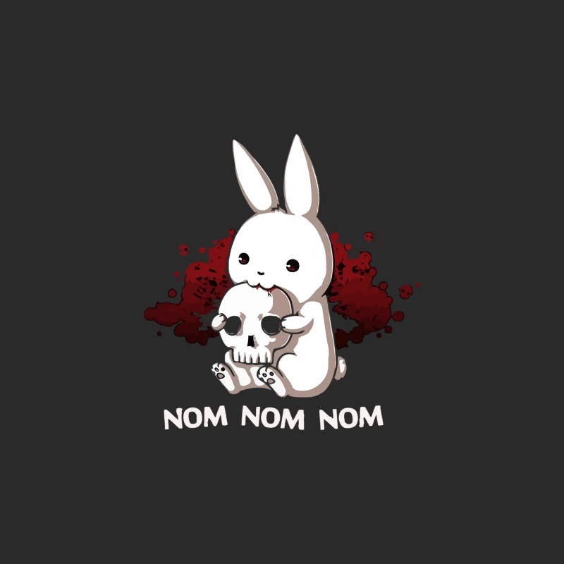 Cute Bunny's Macabre Meal: A Dark Humor Cartoon Baseball Cap
