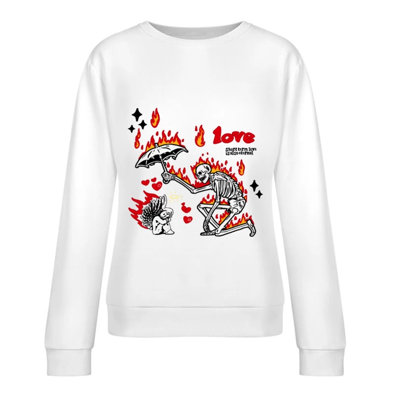 Skelett beschützt Igel in Flammen Damen Pullover Sweatshirt