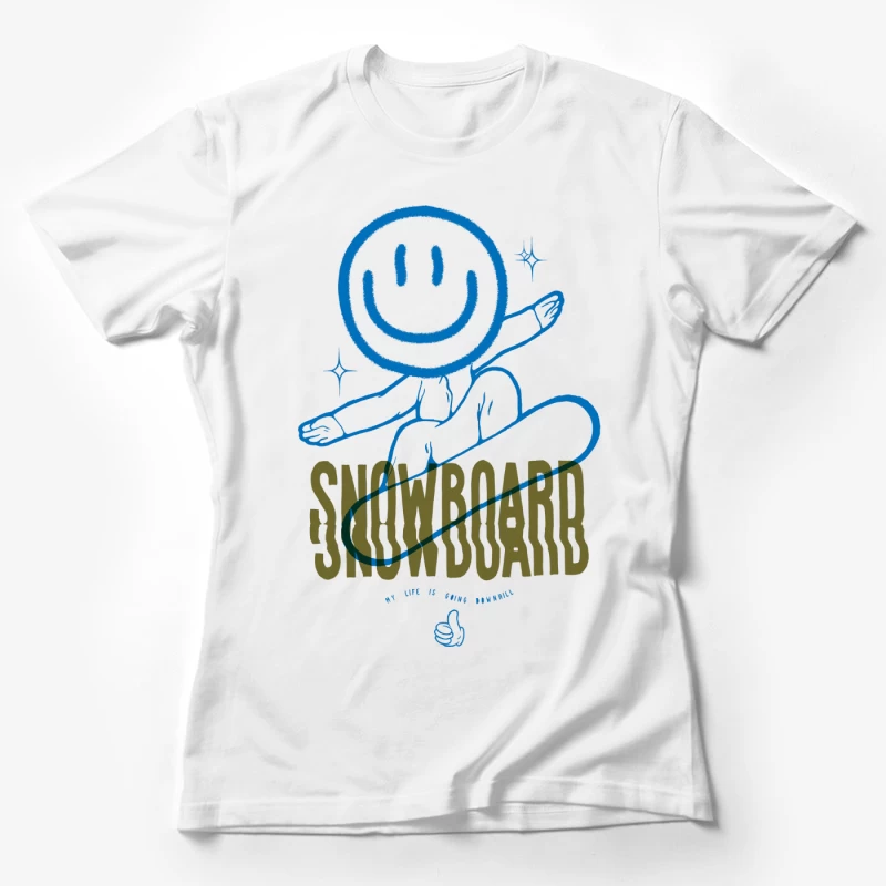 Snowboard-Spaß mit Smiley-Gesicht Damen T-Shirt