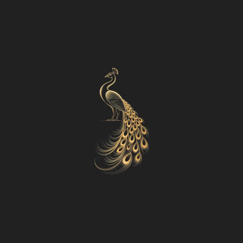 Elegant Gold Peacock Illustration in Art Nouveau Style Bucket Hat