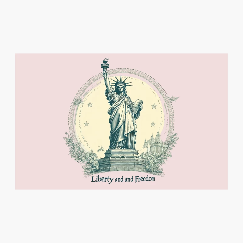 Vintage Circular Design of the Statue of Liberty: Symbol of American Freedom Travel Mug