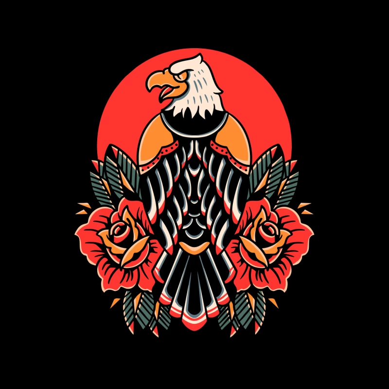 Eagle and Roses Tattoo Art Mouse Pad