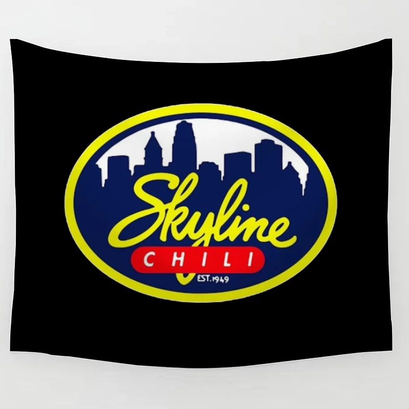 Skyline Chili Restaurant Brand Logo with Cincinnati Cityscape Tapestry