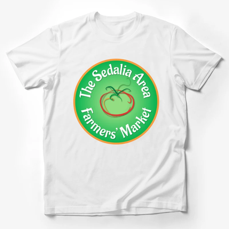 Sedalia Area Farmers' Market Circular Green Logo with Tomato Design Male T-Shirt