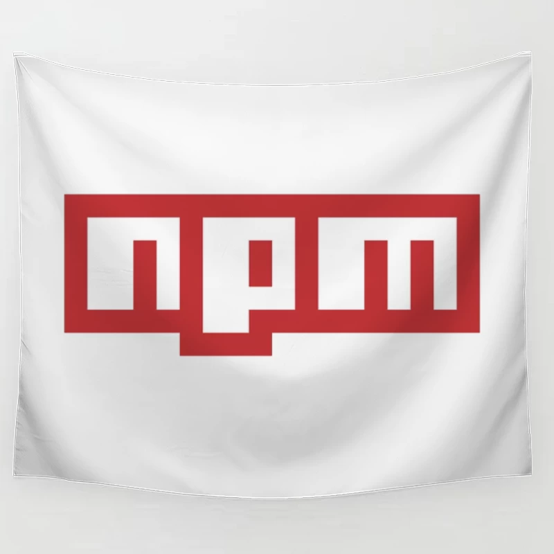 NPM (Node Package Manager) Logo in Red and White Tapestry