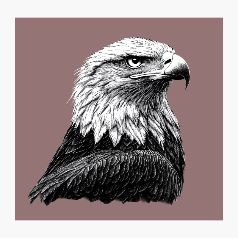 Majestic Bald Eagle: Detailed Black and White Wildlife Portrait Throw Pillow