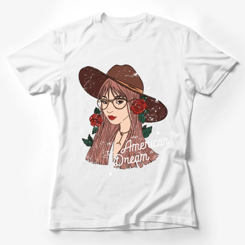 Jeune Femme avec Chapeau et Roses Femme T-Shirt