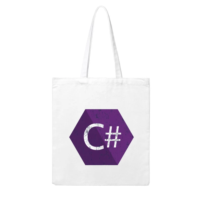 C# Programming Language Logo in Purple Hexagon Cotton Tote Bag