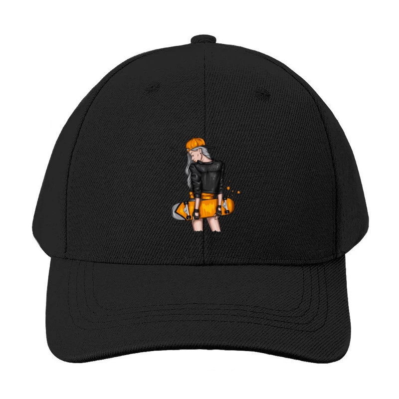 Urban Skateboarder in Orange Style Baseball Cap