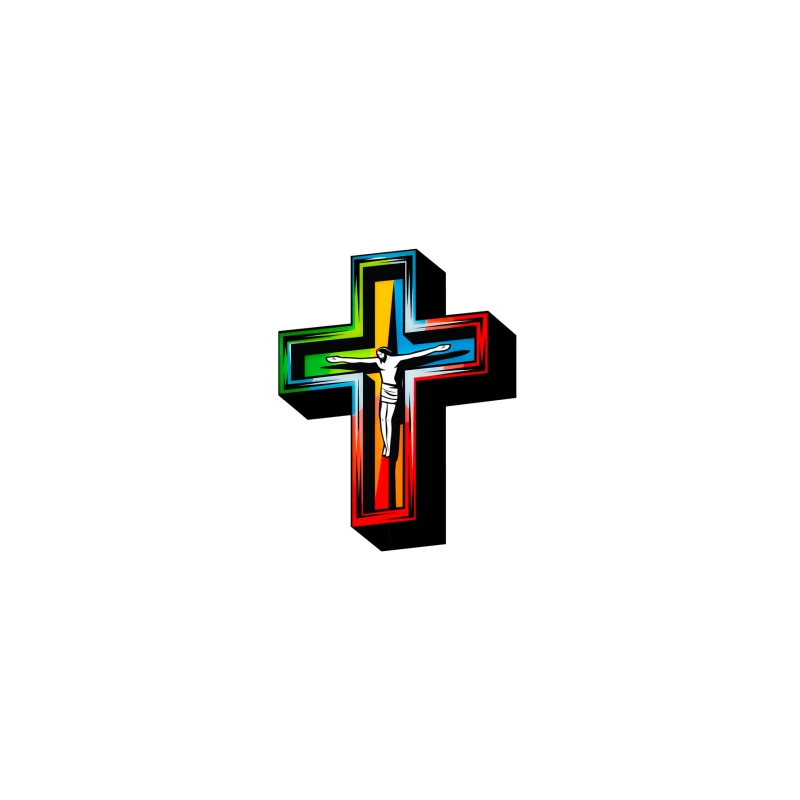 Colorful Modern Christian Cross with Crucifixion Travel Mug