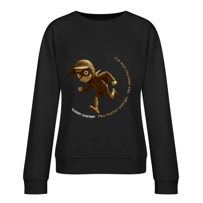 Vintage-Style Cartoon Runner with Mysterious Mask Female Pullover Sweatshirt