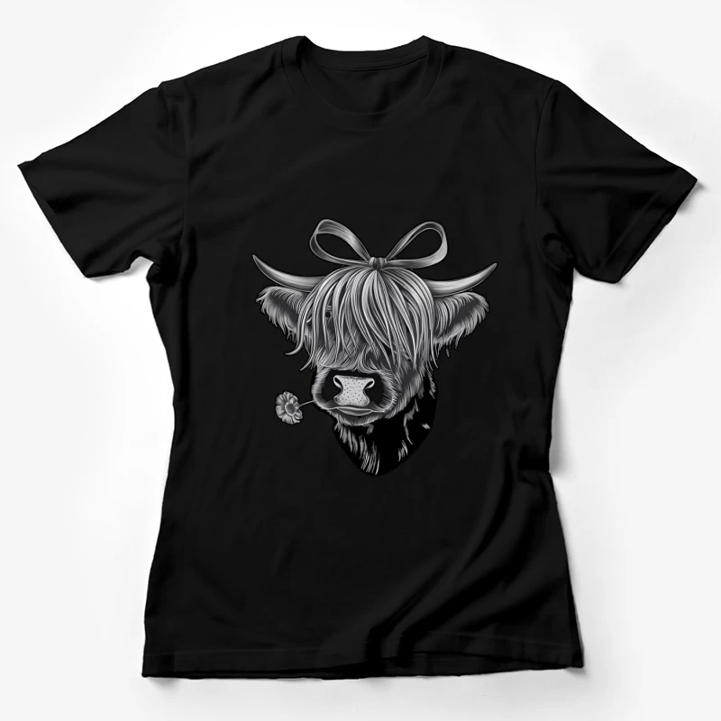Vache Highlander avec Fleur Femme T-Shirt