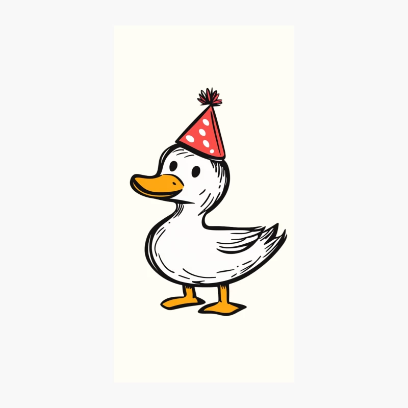Cute Cartoon Duck Wearing Red Party Hat iPhone Case