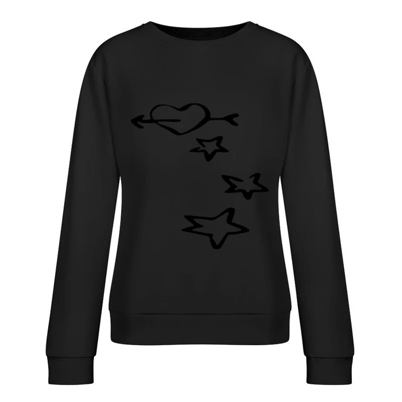 Herz und Sterne Skizze Design Damen Pullover Sweatshirt