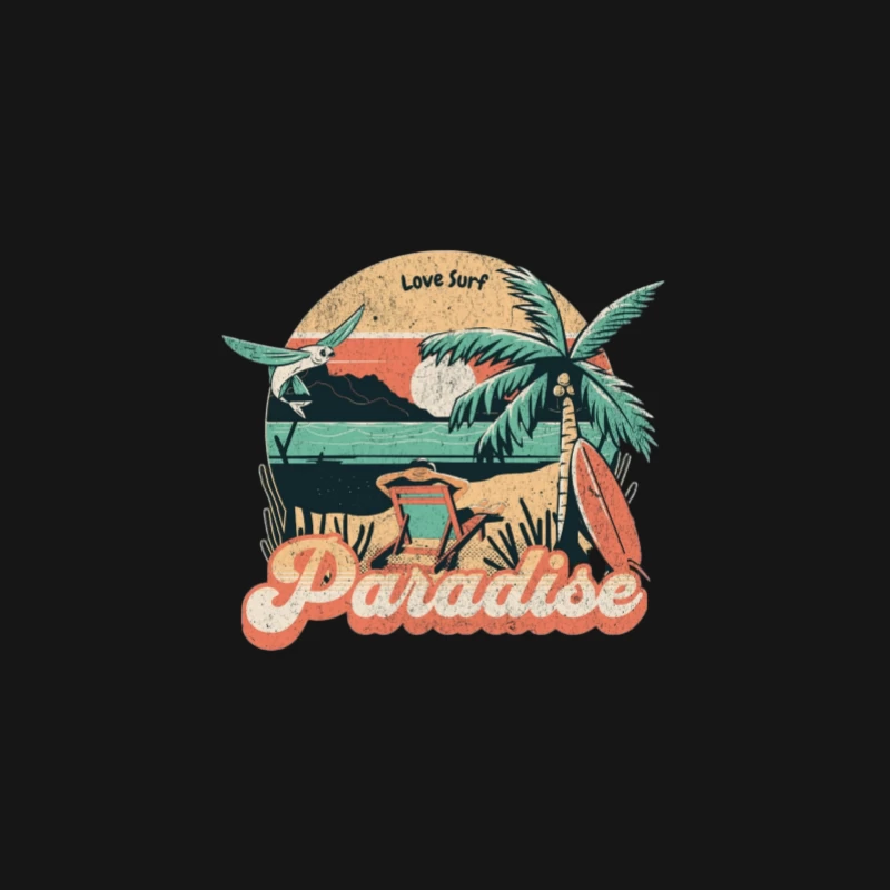 Paradies Surfstrand Illustration Herren Langarm T-Shirt