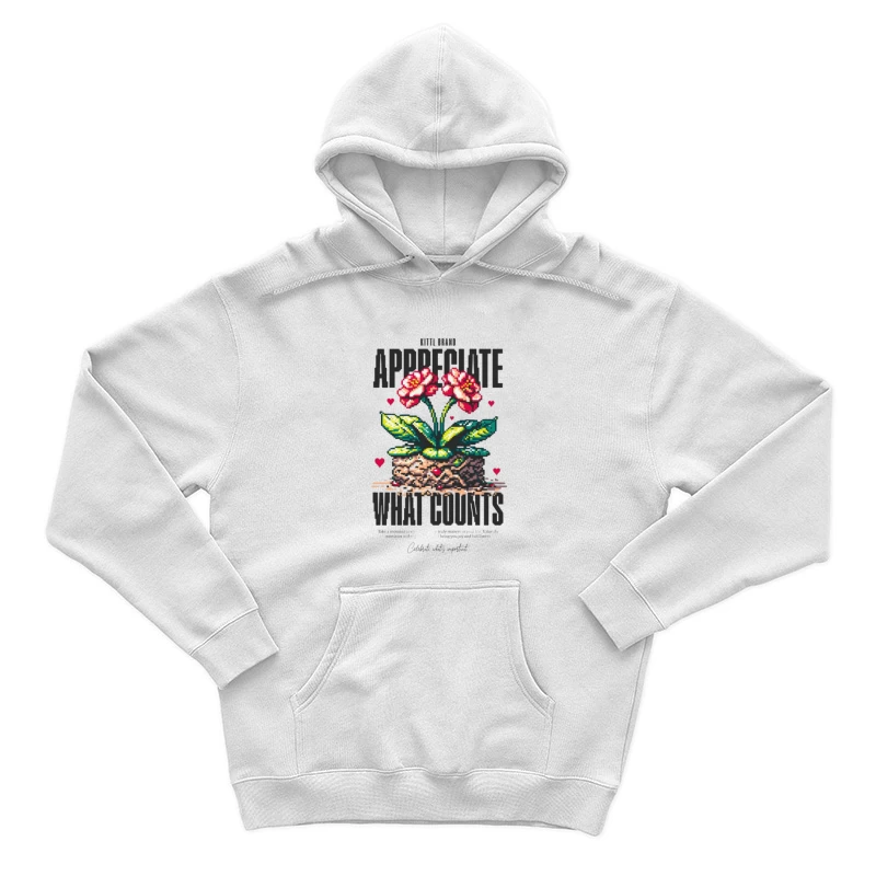 Art Pixel de Fleurs avec Message Inspirant Homme Sweat à capuche