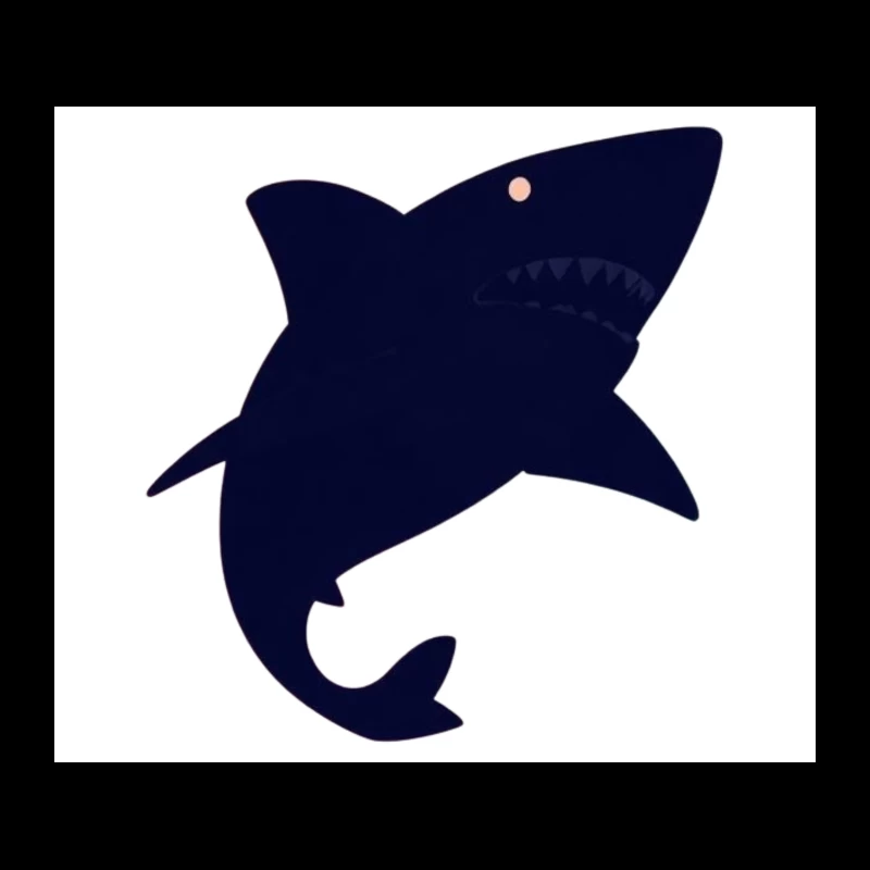 Navy Blue Cartoon Shark Silhouette Tapestry