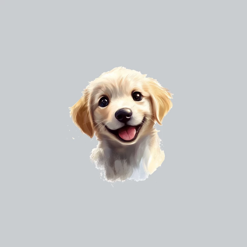 Adorable Smiling Golden Retriever Puppy Digital Portrait Baseball Cap