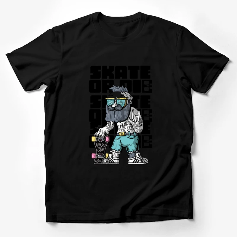 Hipster Skater Cartoon Illustration Herren T-Shirt
