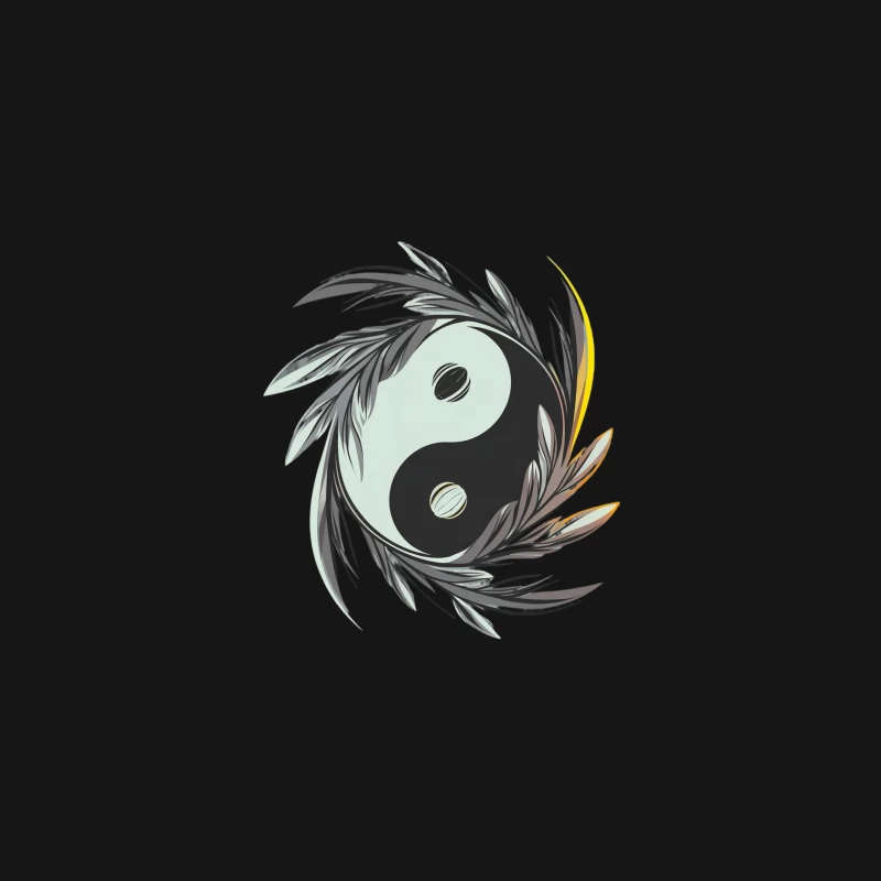 Feathered Yin Yang: Artistic Balance and Harmony Desk Mat