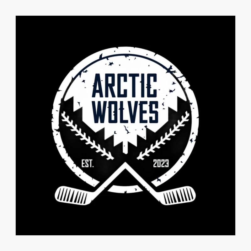 Arctic Wolves Hockey Team Vintage Monochrome Logo Emblem Pin