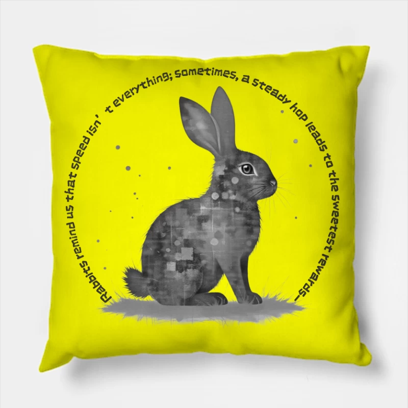 Geometric Rabbit with Circular Inspirational Message Throw Pillow