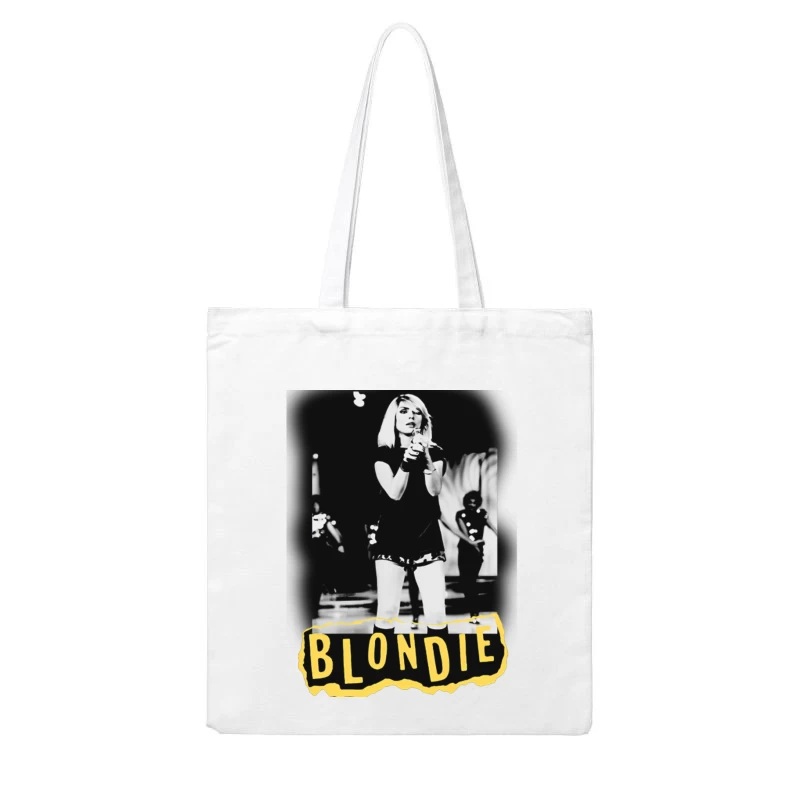 Iconic Blondie Concert Performance in Black and White, 1970s Cotton Tote Bag