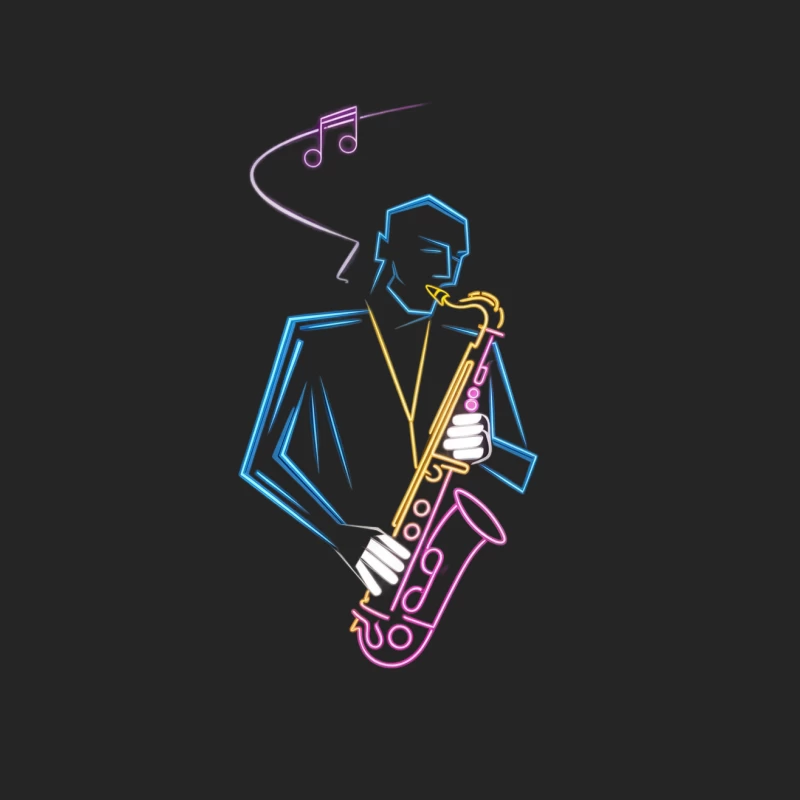 Artistic Line Drawing of Jazz Saxophone Musician Male Pullover Sweatshirt