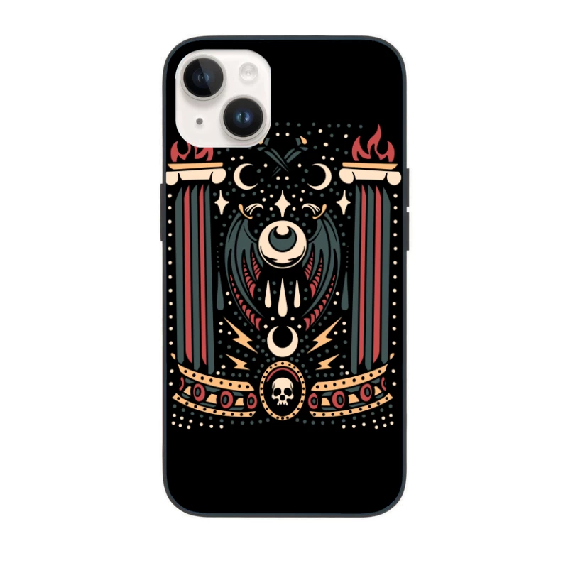 Gothic Decorative Illustration with Symbols iPhone Case