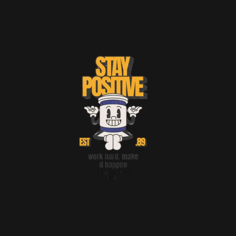 Bleib Positiv Cartoon Design Herren T-Shirt