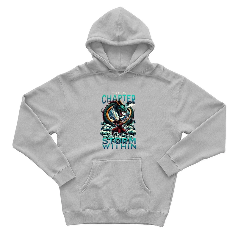 Epic Samurai Warrior Facing Dragon in Storm Within Chapter Art Male Pullover Hoodie