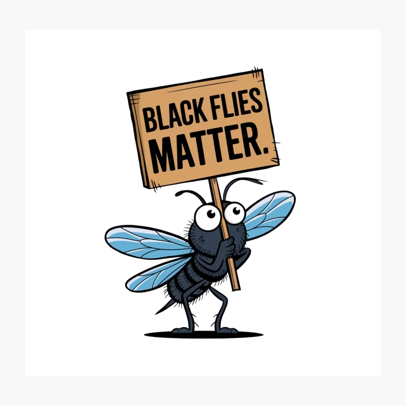 Cartoon Fly Holding "Black Flies Matter" Protest Sign Throw Pillow