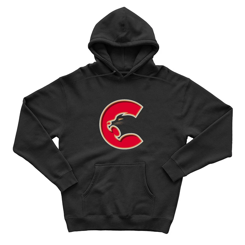 Red Cougar Letter C Sports Logo Design Male Pullover Hoodie