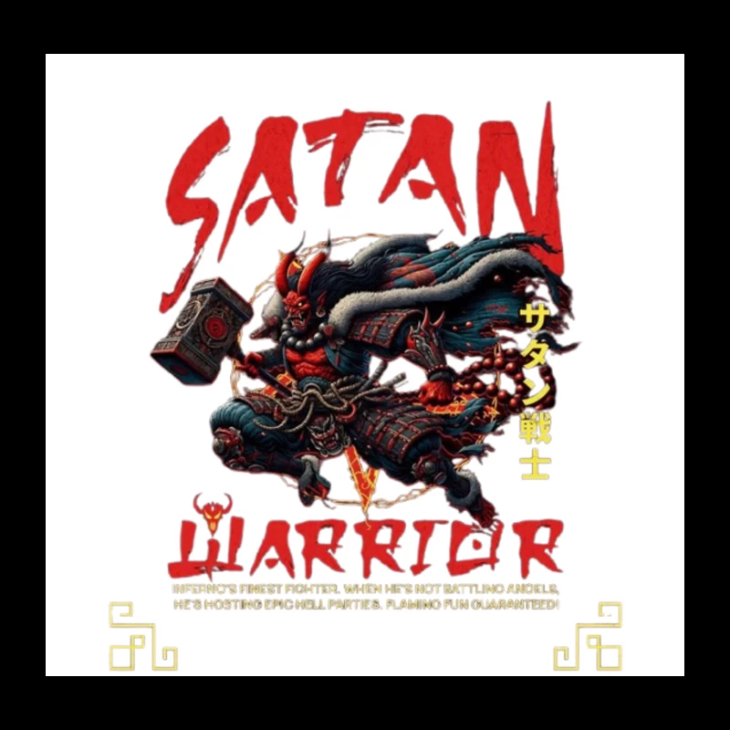 Satan Warrior - Dark Japanese Demon Samurai Art Throw Pillow