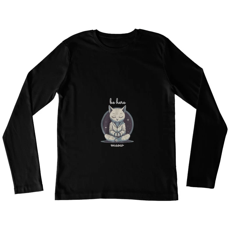 Chat en Méditation dans l'Espace Femme Manches Longues T-Shirt