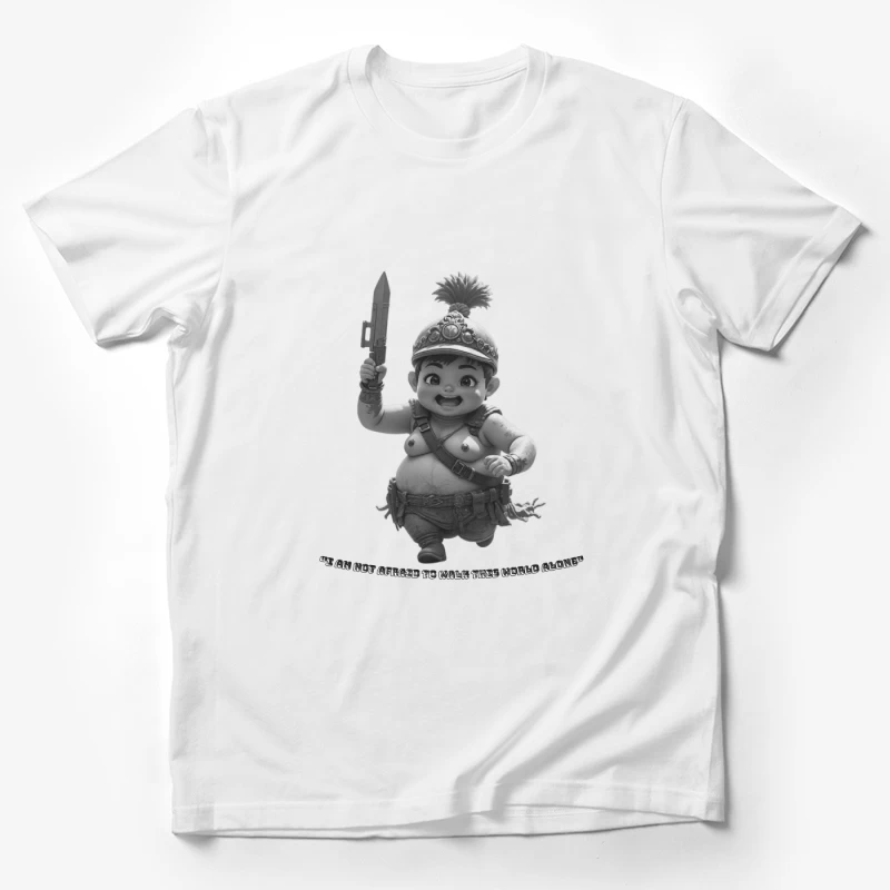 Adorable Chubby Warrior Character with Crown and Sword Male T-Shirt