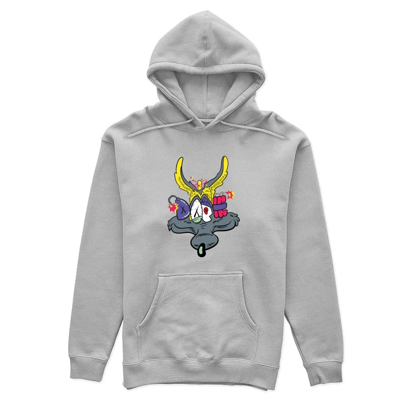 Whimsical Cartoon Creature with Explosive Elements Female Pullover Hoodie