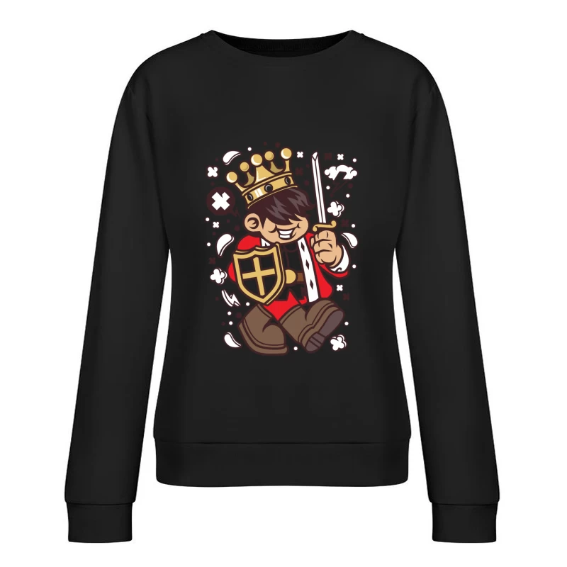 Guerrier couronné avec épée et bouclier Femme Sweat-shirt à enfiler