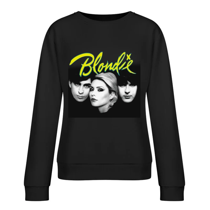 Iconic Black and White Portrait of New Wave Band Blondie Female Pullover Sweatshirt