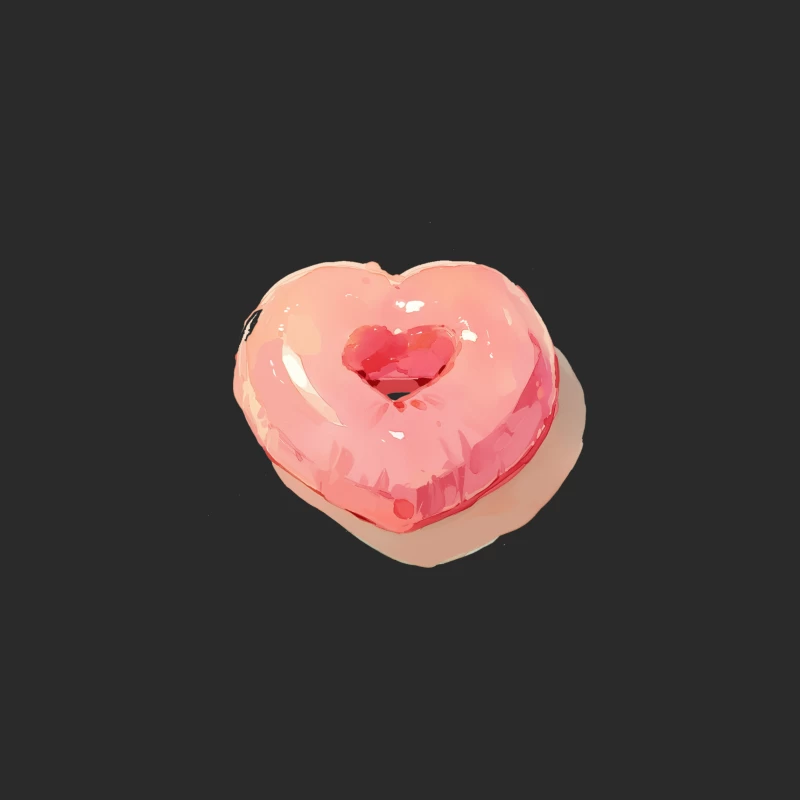 Pink Heart-Shaped Glazed Donut Digital Illustration Baseball Cap