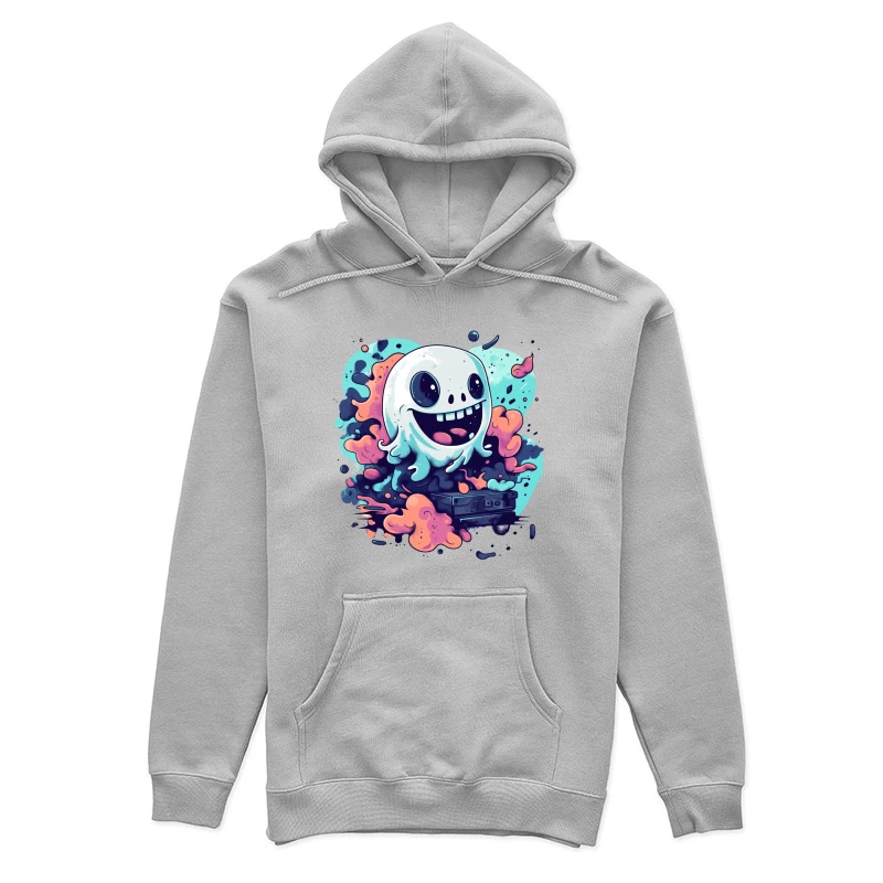 Playful Ghost with Colorful Swirls Gaming Art Female Pullover Hoodie