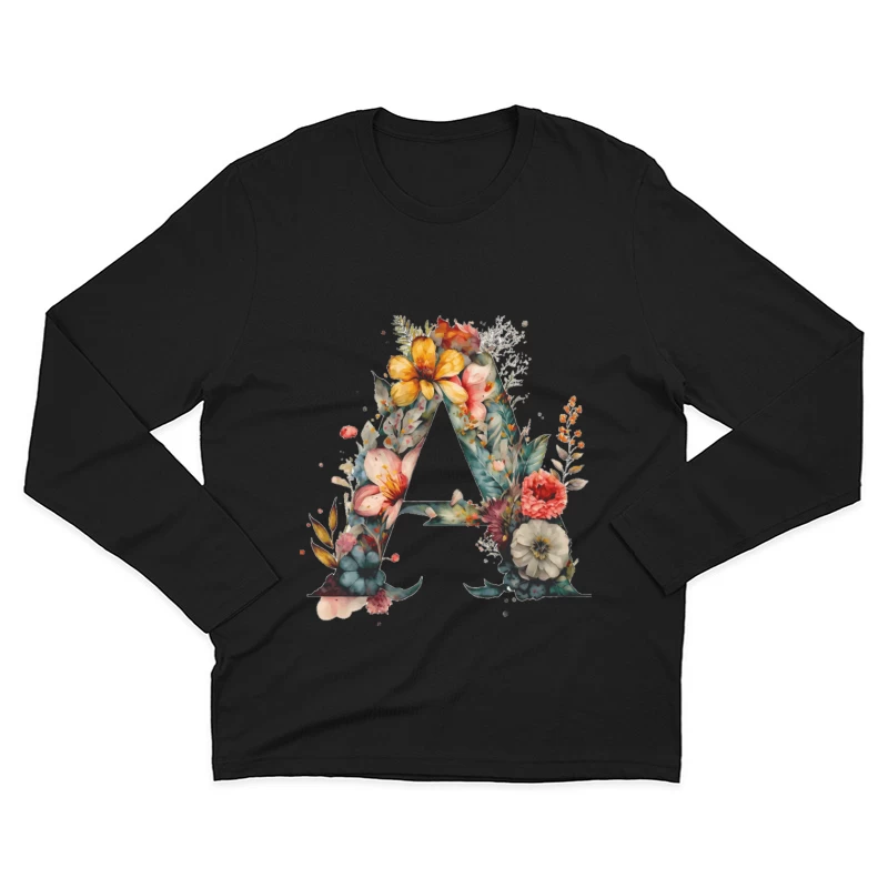 Floraler Buchstabe A Herren Langarm T-Shirt