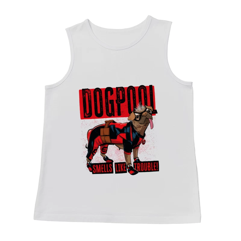 Funny "Dogpool" Pug Superhero Comic Style T-Shirt Design Male Tank Top