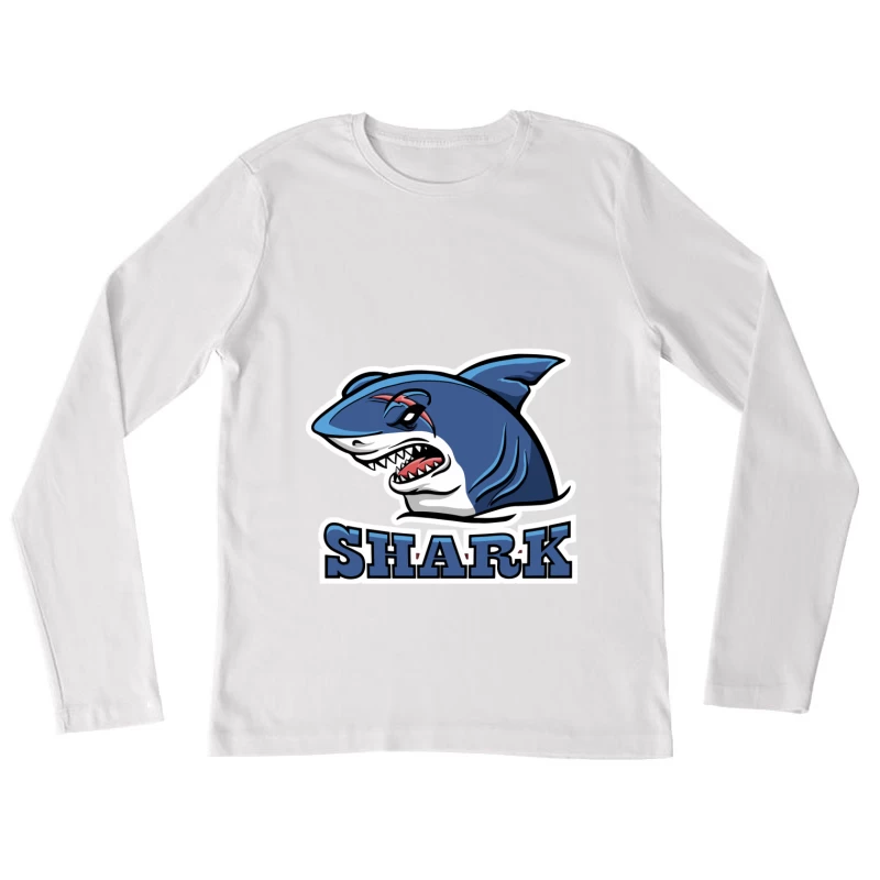 Aggressives Haifisch-Emblem Damen Langarm T-Shirt